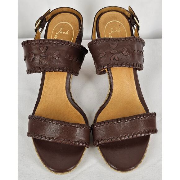 JACK ROGERS VANESSA JUTE WOMEN'S EXPRESSO BROWN LEATHER WEDGE SANDALS SIZE 9M - Picture 9 of 13